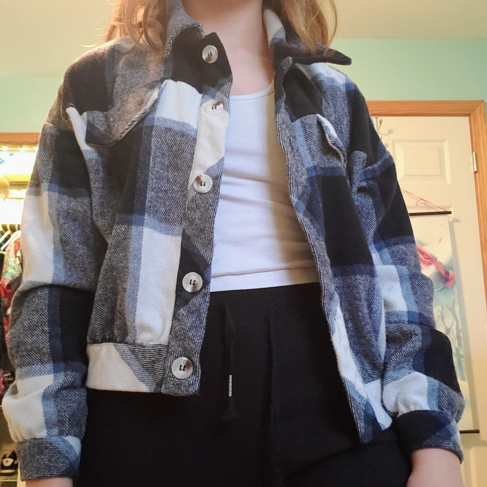 Medium blue and white jacket